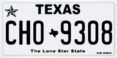TX license plate CHO9308