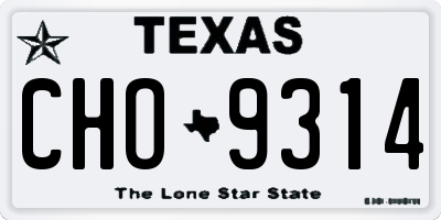 TX license plate CHO9314