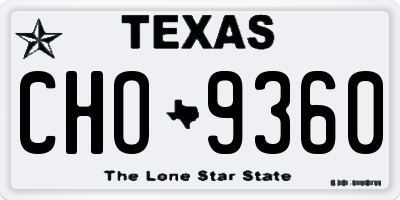 TX license plate CHO9360