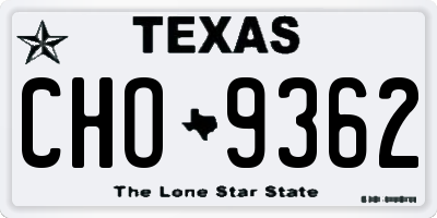 TX license plate CHO9362