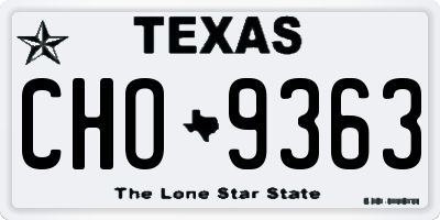 TX license plate CHO9363