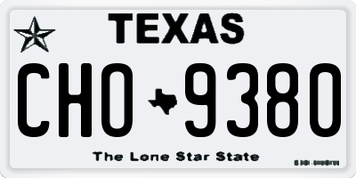 TX license plate CHO9380