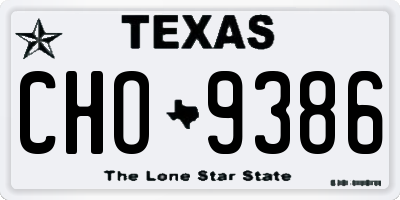TX license plate CHO9386