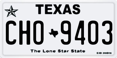 TX license plate CHO9403