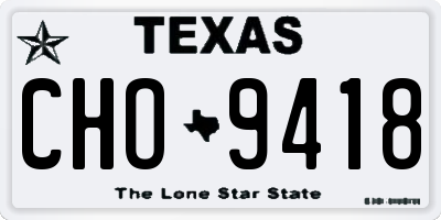TX license plate CHO9418