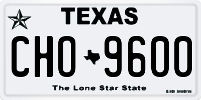 TX license plate CHO9600