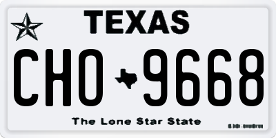 TX license plate CHO9668