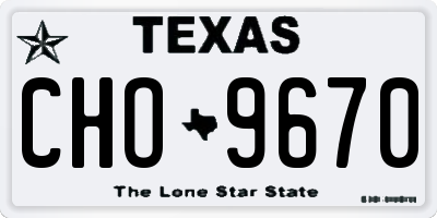 TX license plate CHO9670