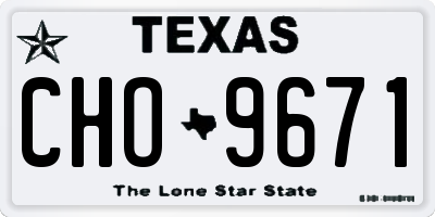 TX license plate CHO9671