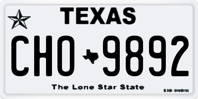 TX license plate CHO9892