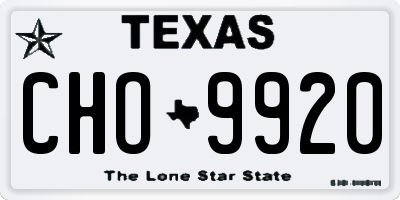 TX license plate CHO9920