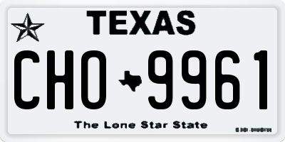 TX license plate CHO9961