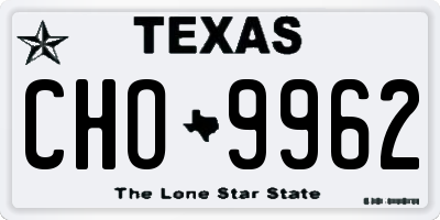 TX license plate CHO9962