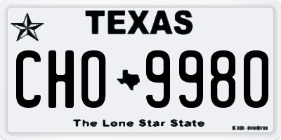 TX license plate CHO9980