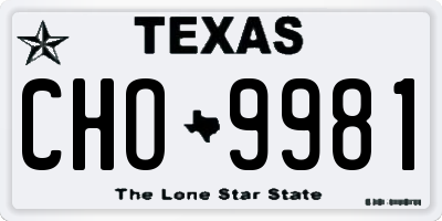 TX license plate CHO9981