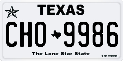 TX license plate CHO9986