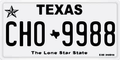 TX license plate CHO9988