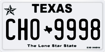TX license plate CHO9998