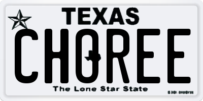 TX license plate CHOREE