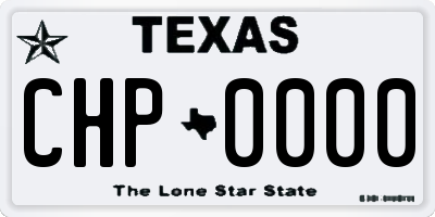TX license plate CHP0000