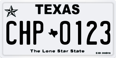 TX license plate CHP0123