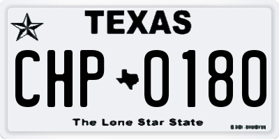 TX license plate CHP0180