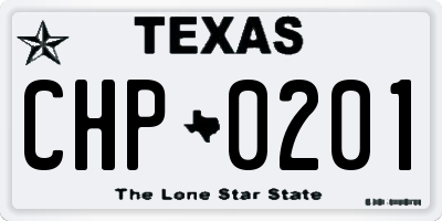 TX license plate CHP0201