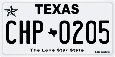 TX license plate CHP0205