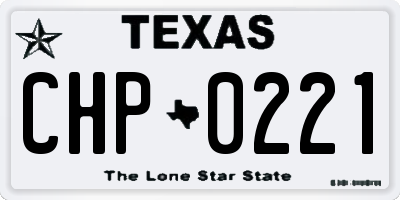 TX license plate CHP0221
