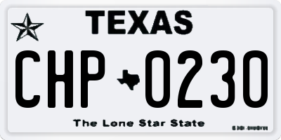TX license plate CHP0230