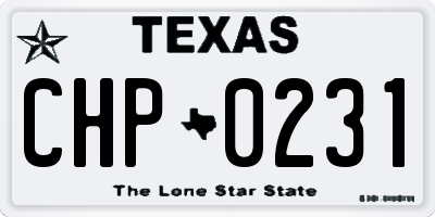 TX license plate CHP0231