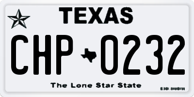 TX license plate CHP0232