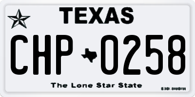 TX license plate CHP0258