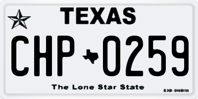 TX license plate CHP0259
