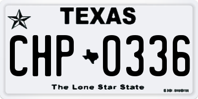 TX license plate CHP0336