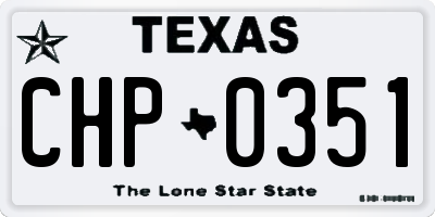 TX license plate CHP0351
