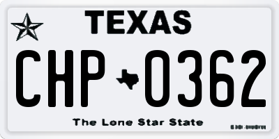 TX license plate CHP0362