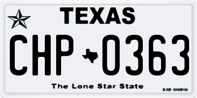 TX license plate CHP0363
