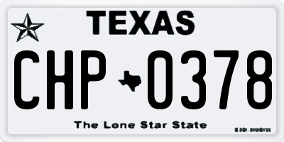 TX license plate CHP0378