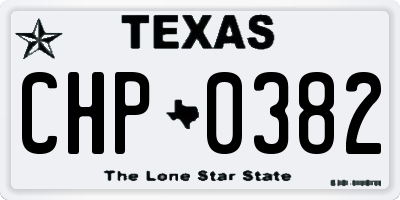 TX license plate CHP0382