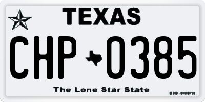TX license plate CHP0385