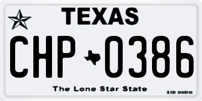 TX license plate CHP0386