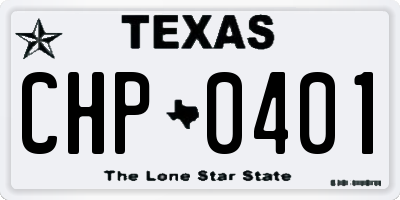 TX license plate CHP0401