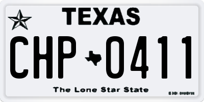 TX license plate CHP0411
