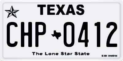 TX license plate CHP0412