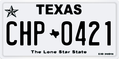 TX license plate CHP0421