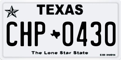 TX license plate CHP0430