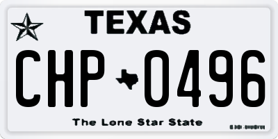 TX license plate CHP0496