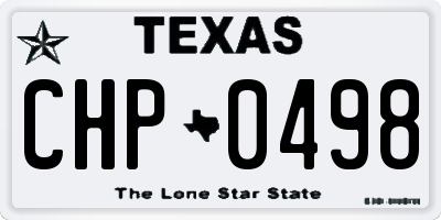 TX license plate CHP0498