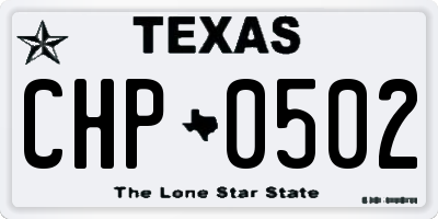 TX license plate CHP0502